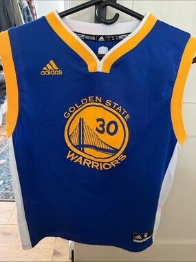 adidas Golden State Warriors Blue & Yellow Kids Basketball Jersey
